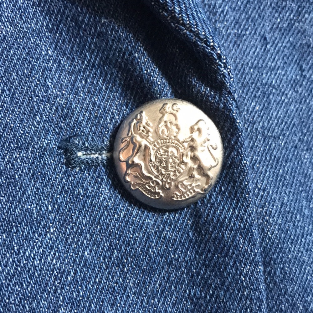 500 Maison Cinqcent Denim Puff Sleeve Blazer Jacket Size Medium NWOT Cropped - Picture 5 of 12